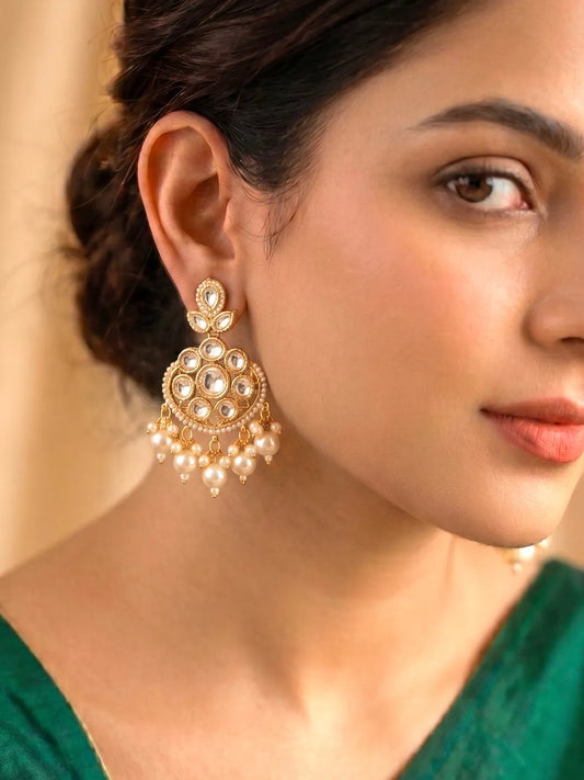 Peora Ratnapearl Chandbali Earrings - Gold