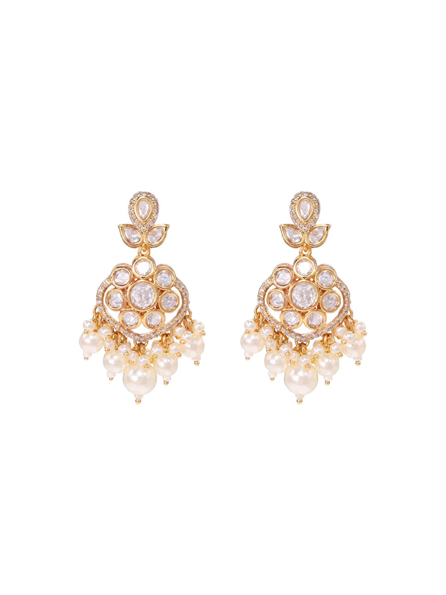 Peora Ratnapearl Chandbali Earrings - Gold
