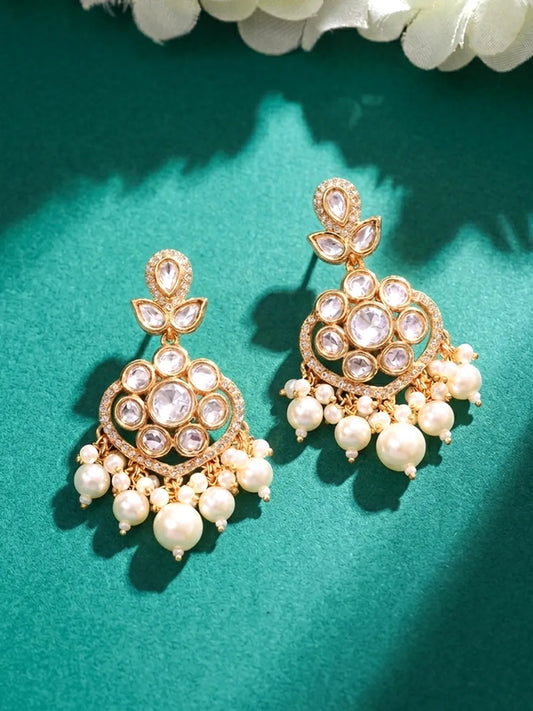 Peora Ratnapearl Chandbali Earrings - Gold