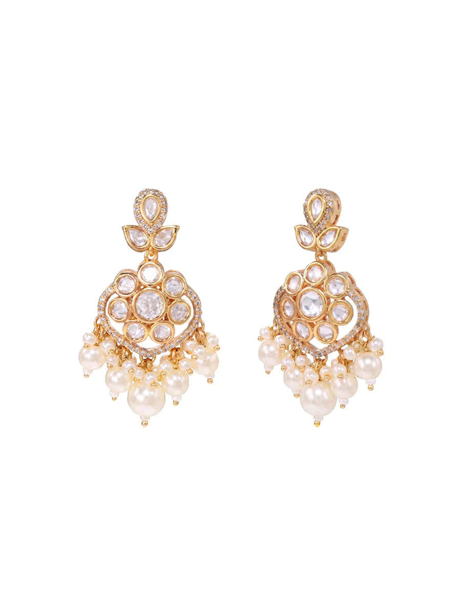 Peora Ratnapearl Chandbali Earrings - Gold