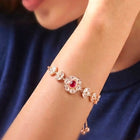 Peora Pink Floral Traditional Bracelet - Gold
