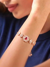 Peora Pink Floral Traditional Bracelet - Gold