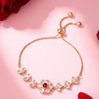 Peora Pink Floral Traditional Bracelet - Gold