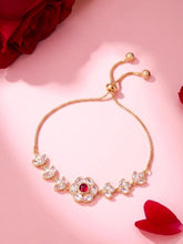 Peora Pink Floral Traditional Bracelet - Gold