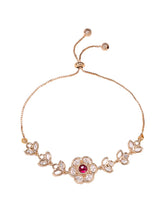 Peora Pink Floral Traditional Bracelet - Gold