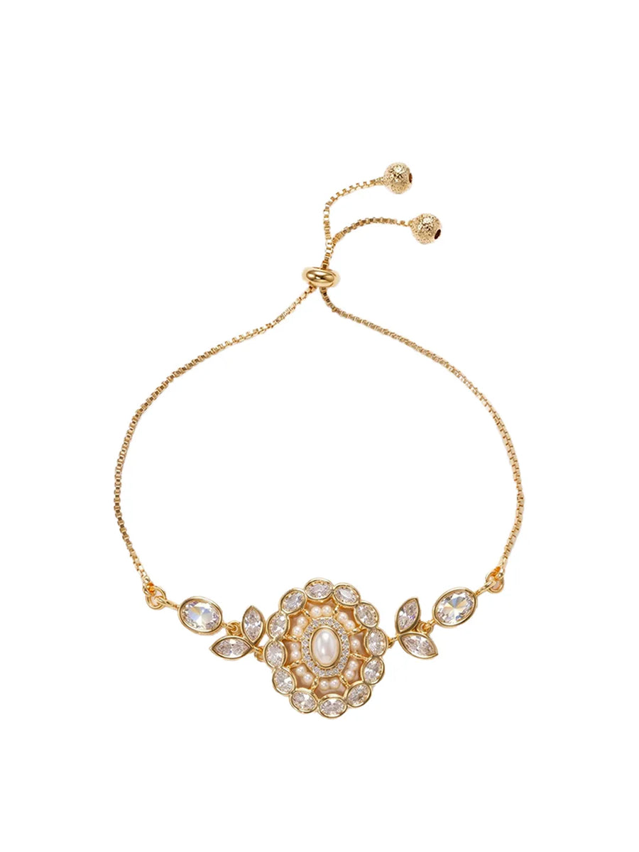 Peora Floral Swirl Traditional Bracelet - Gold