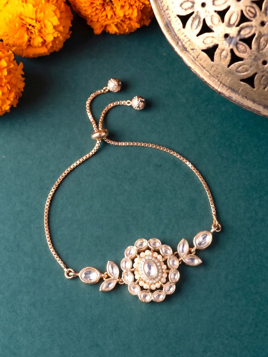 Peora Floral Swirl Traditional Bracelet - Gold