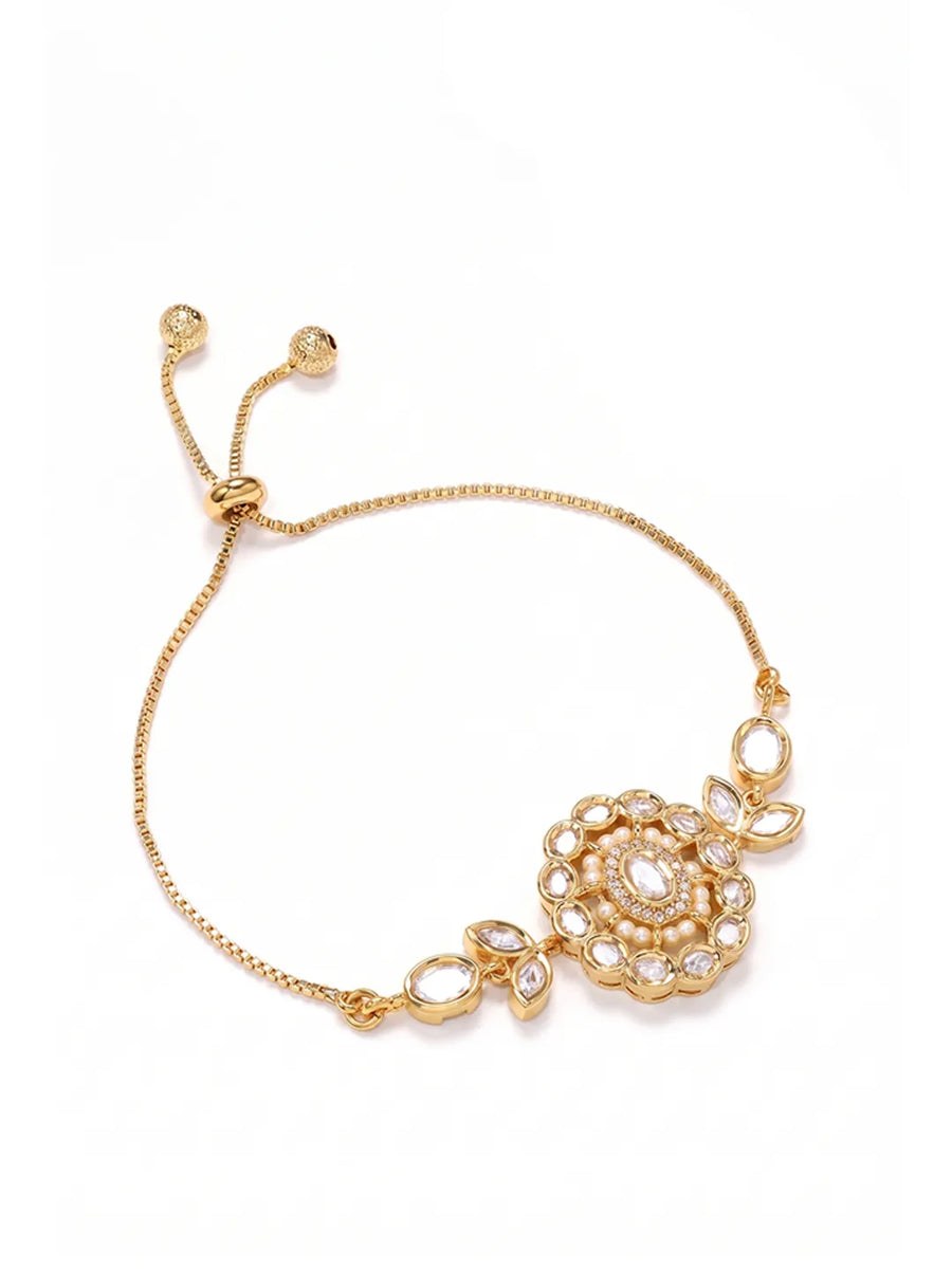 Peora Floral Swirl Traditional Bracelet - Gold