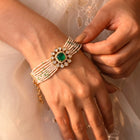 Peora Green Floral Heritage Pearl Bracelet - Gold