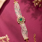 Peora Green Floral Heritage Pearl Bracelet - Gold