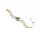 Peora Green Floral Heritage Pearl Bracelet - Gold