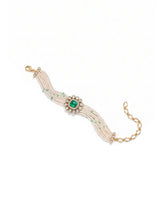 Peora Green Floral Heritage Pearl Bracelet - Gold