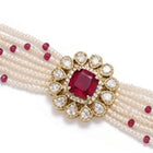 Peora Pink Floral Heritage Pearl Bracelet - Gold