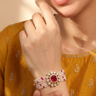 Peora Pink Floral Heritage Pearl Bracelet - Gold