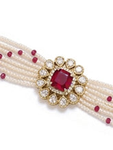 Peora Pink Floral Heritage Pearl Bracelet - Gold