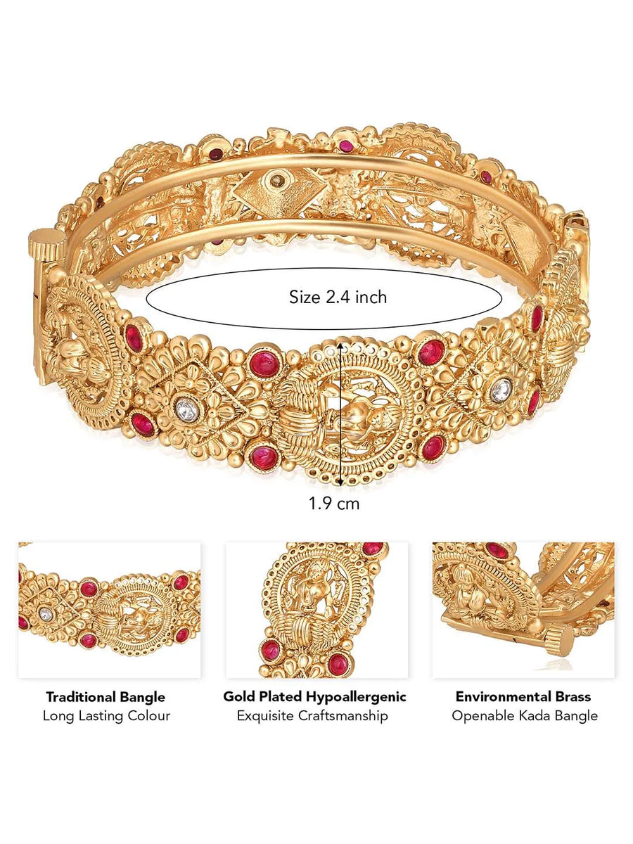 Golden Divinity Goddess Laxmi Kada - Gold