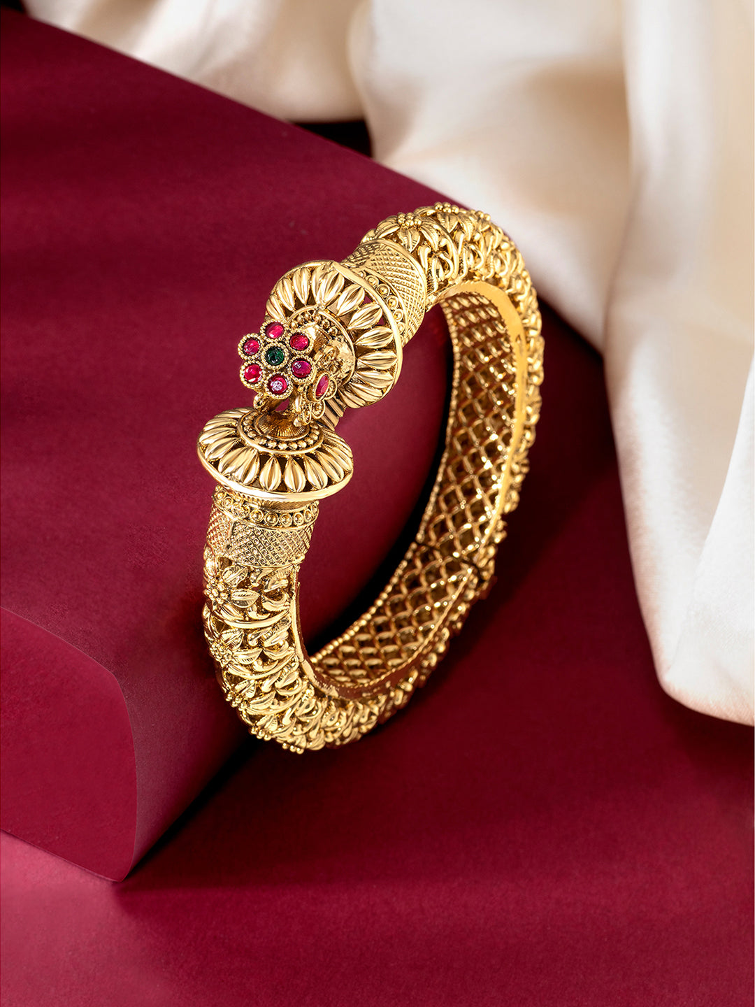 Cultural Gokhru Style Gold Plated Kada Bangle