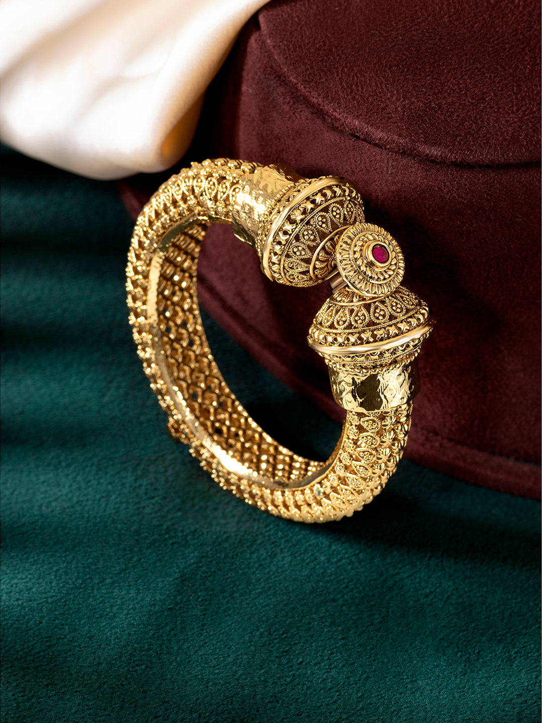 Gilded Grace Gokhru Style Gold Plated Kada Bangle