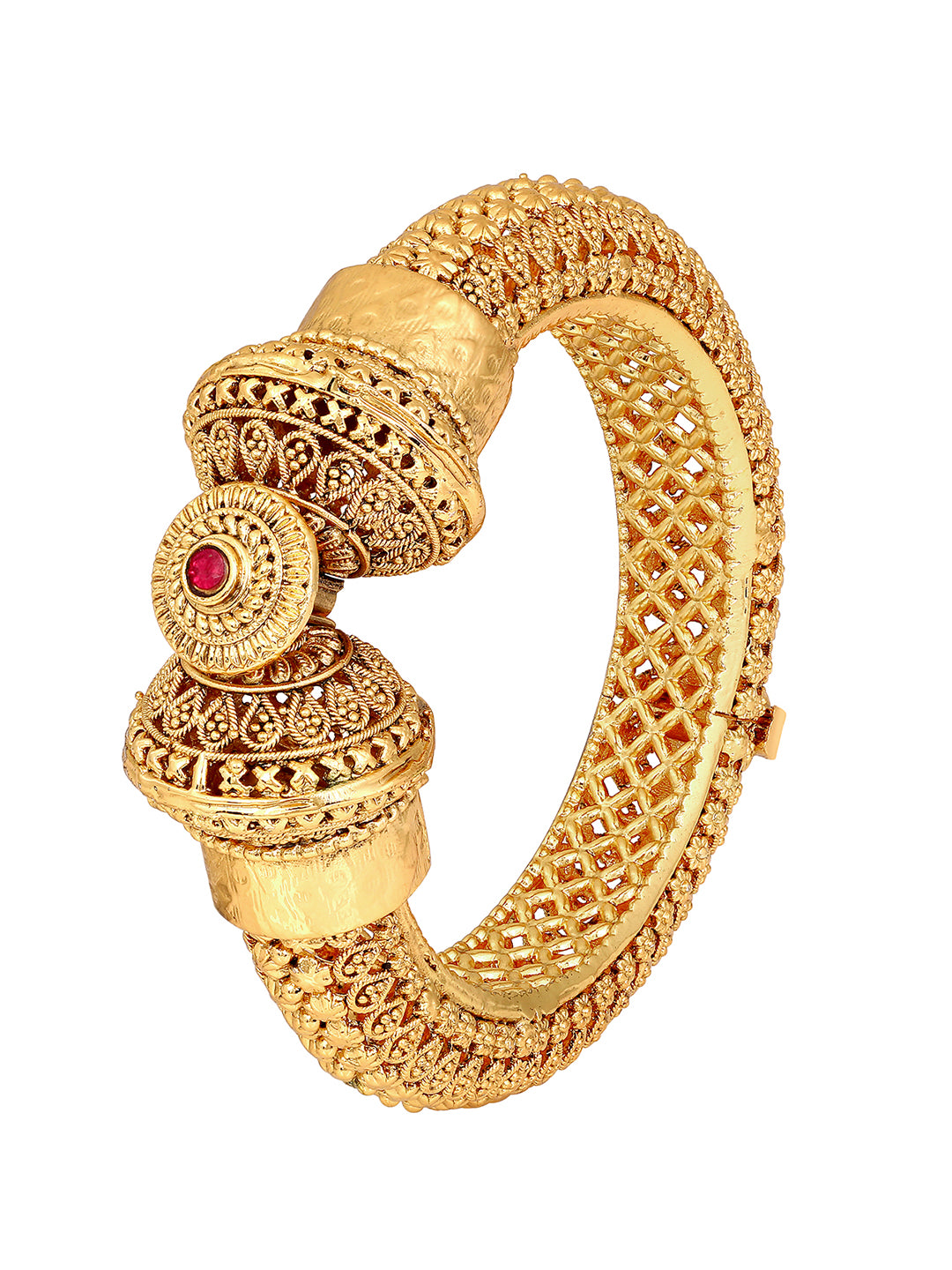 Gilded Grace Gokhru Style Gold Plated Kada Bangle