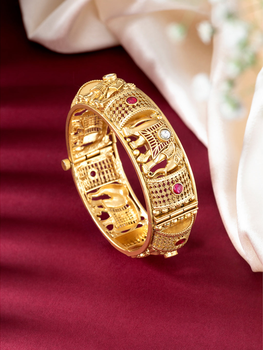 Timeless Trunk Elephant Motif Gold Plated Kada Bangle