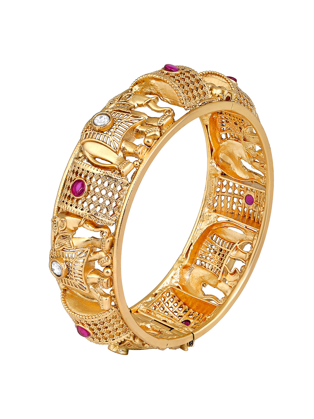 Timeless Trunk Elephant Motif Gold Plated Kada Bangle