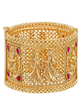 Divinely Wed Golden Kada with Goddess Lakshmi and Bride Groom Motifs