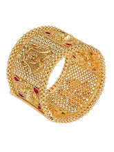 Divinely Wed Golden Kada with Goddess Lakshmi and Bride Groom Motifs