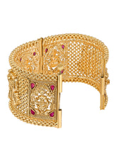 Divinely Wed Golden Kada with Goddess Lakshmi and Bride Groom Motifs