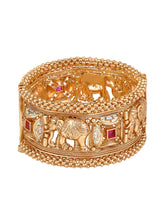 Golden Parade Elephant Motif Kada with Meenakaari Artistry