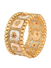 Meenakari Marvel Golden Kada with Floral Accents