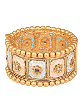 Meenakari Marvel Golden Kada with Floral Accents