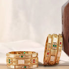 Traditional Meenkari Faux Kundan Bangles - Gold