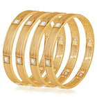 Classic Crystals Embellished Bangle Set - Gold