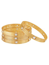 Classic Crystals Embellished Bangle Set - Gold