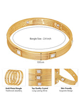 Classic Crystals Embellished Bangle Set - Gold