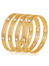 Classic Crystals Embellished Bangle Set - Gold