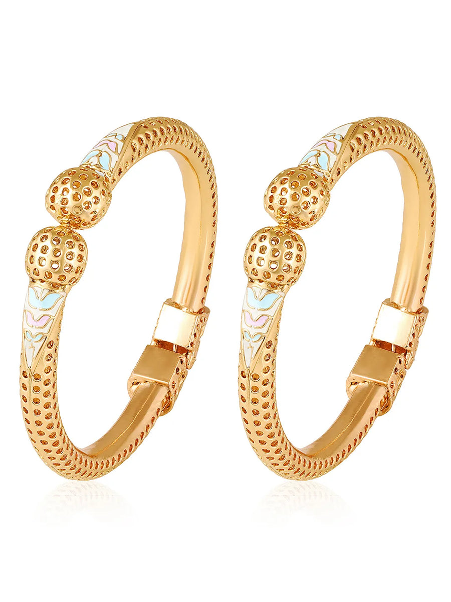Handcrafted Meenkari Style Bangle Set - Gold