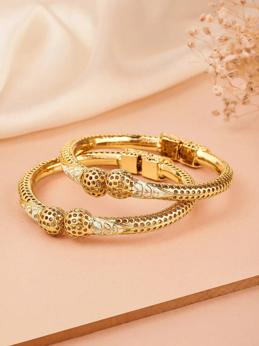 Handcrafted Meenkari Style Bangle Set - Gold