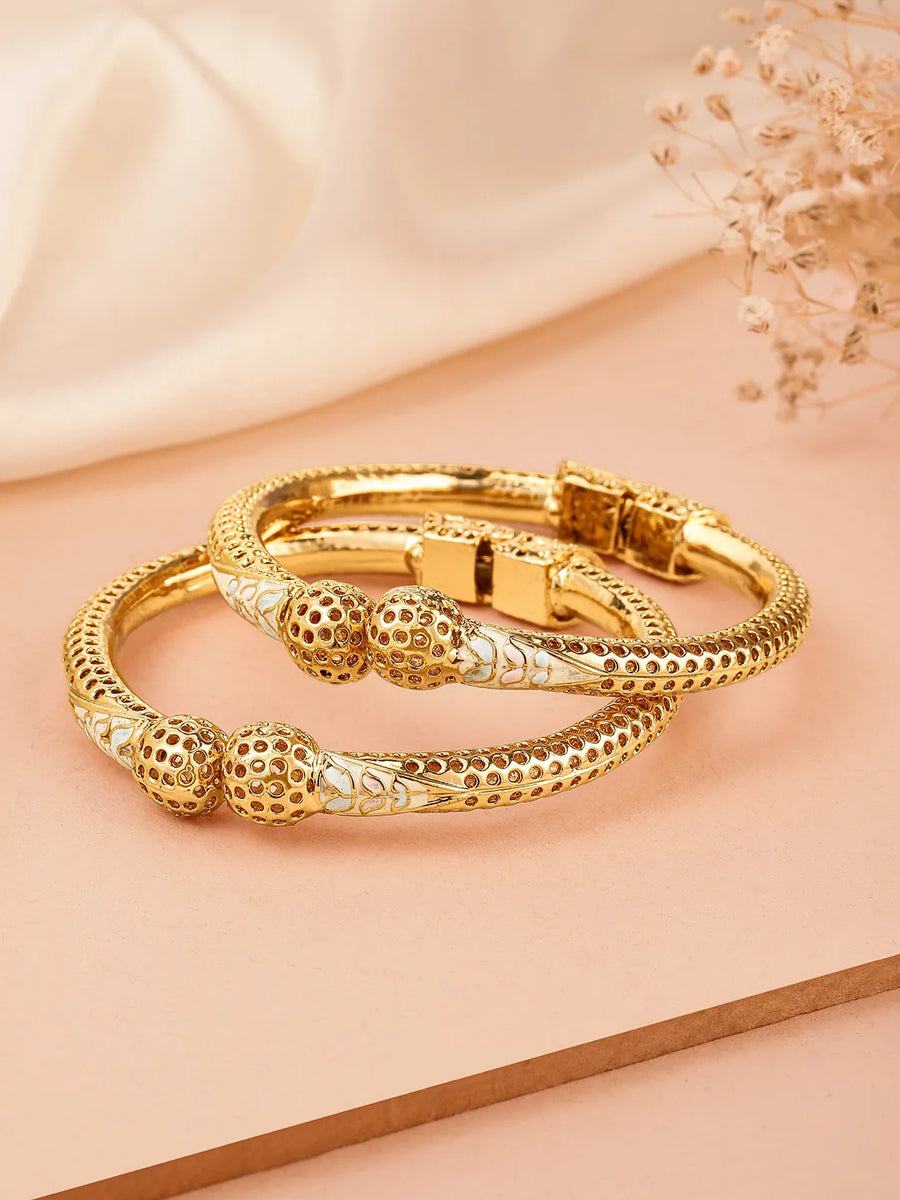 Handcrafted Meenkari Style Bangle Set - Gold