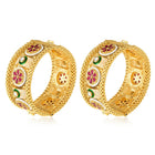 Intricate Floral Motif Bangle Set - Gold