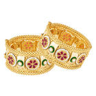 Intricate Floral Motif Bangle Set - Gold