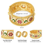 Intricate Floral Motif Bangle Set - Gold