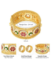 Intricate Floral Motif Bangle Set - Gold