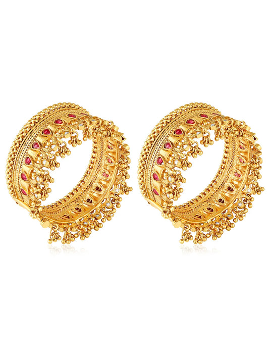 Classic Bell Charm Bangle Set - Gold