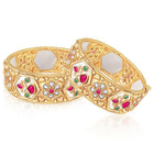 Embellished Floral Pattern Bangles Set - Gold