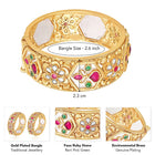 Embellished Floral Pattern Bangles Set - Gold