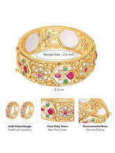 Embellished Floral Pattern Bangles Set - Gold