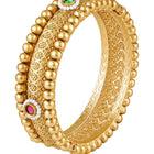 Intricate Bead Frame Ethnic Bangle - Gold