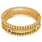 Intricate Bead Frame Ethnic Bangle - Gold