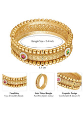 Intricate Bead Frame Ethnic Bangle - Gold